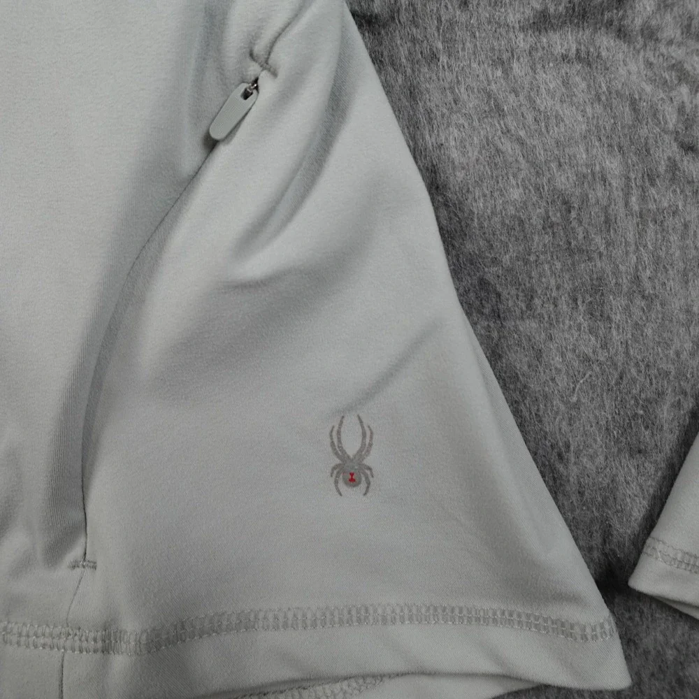 Spyder Jacket Womens‎ Medium Grey Full Zip Hooded Thumbholes Cinched Waist